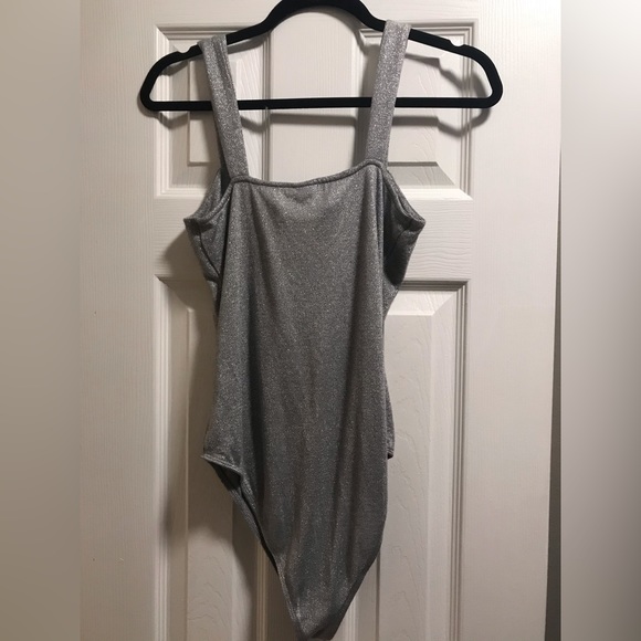 Wild Fable Silver Sparkle Bodysuit, Large - Picture 3 of 6